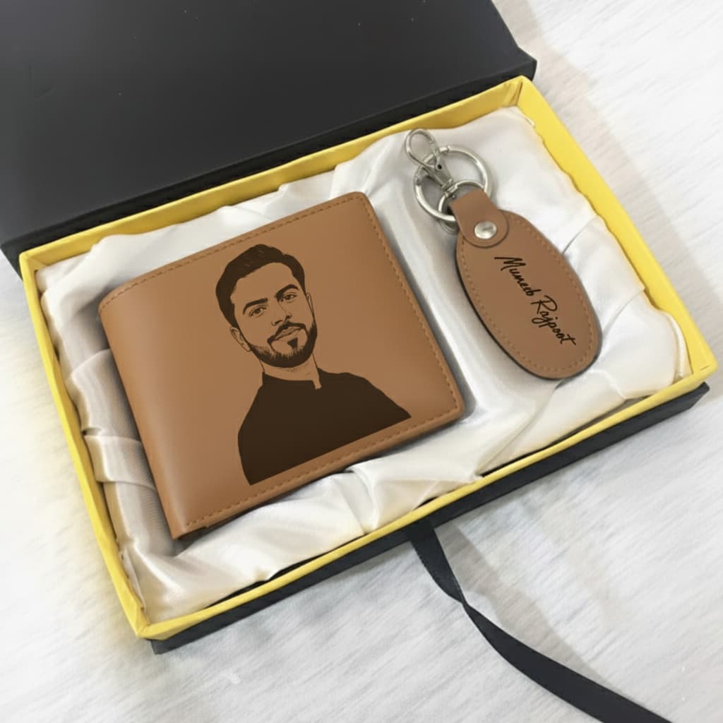 Customized Leather Wallet and Keychain